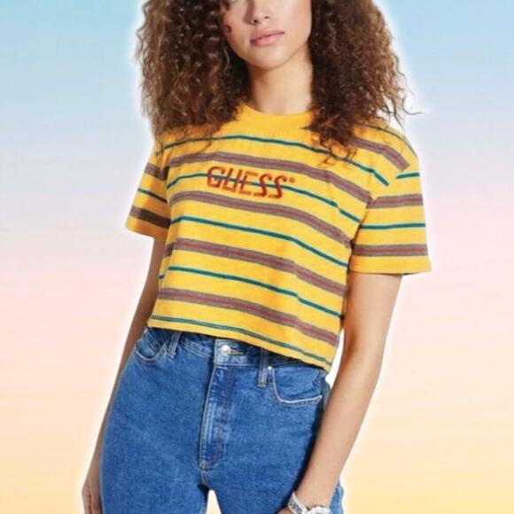 GUESS Originals 1961 Striped Crop Tee Sz Medium - Picture 1 of 5